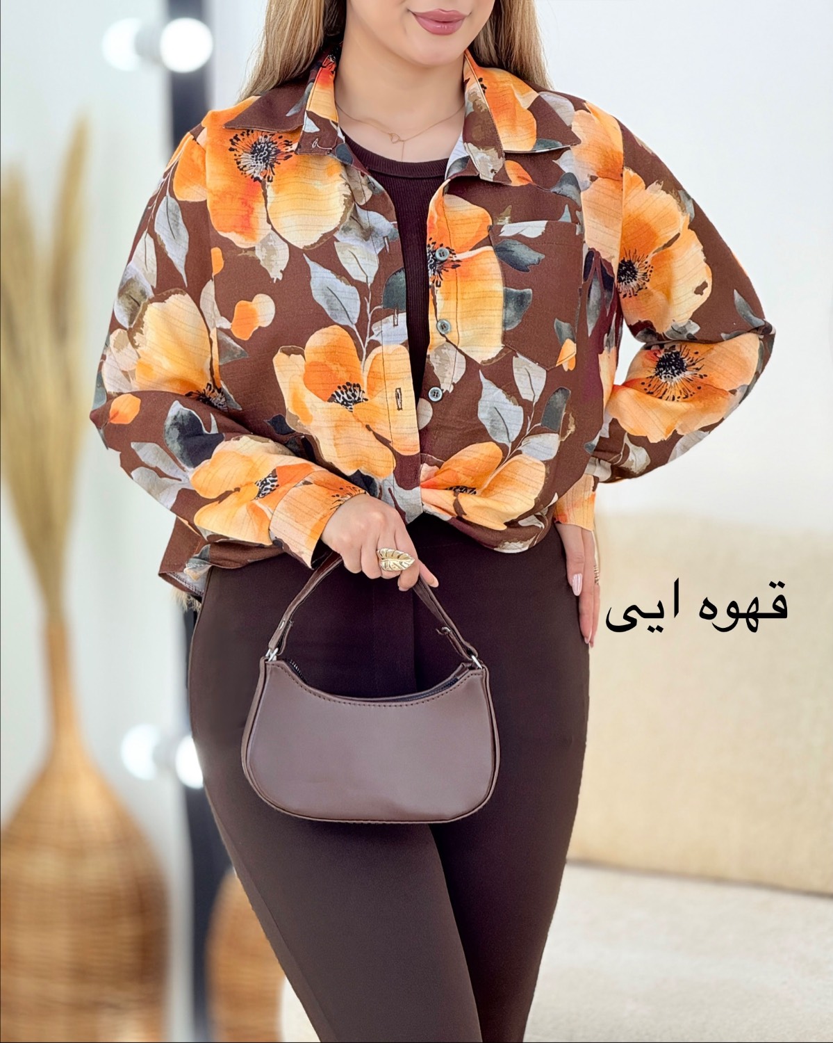 شومیز لینن جلوپیچ گلدار کد i350
