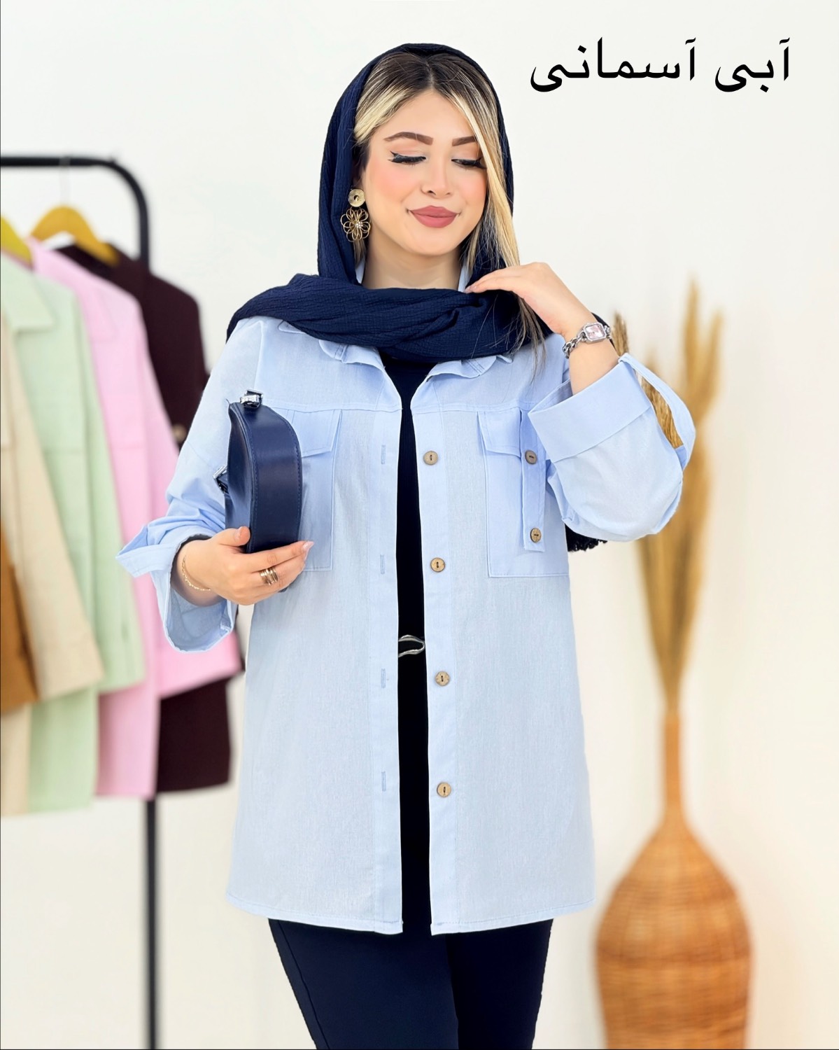 شومیز لینن آستین پاگون دار کد i311