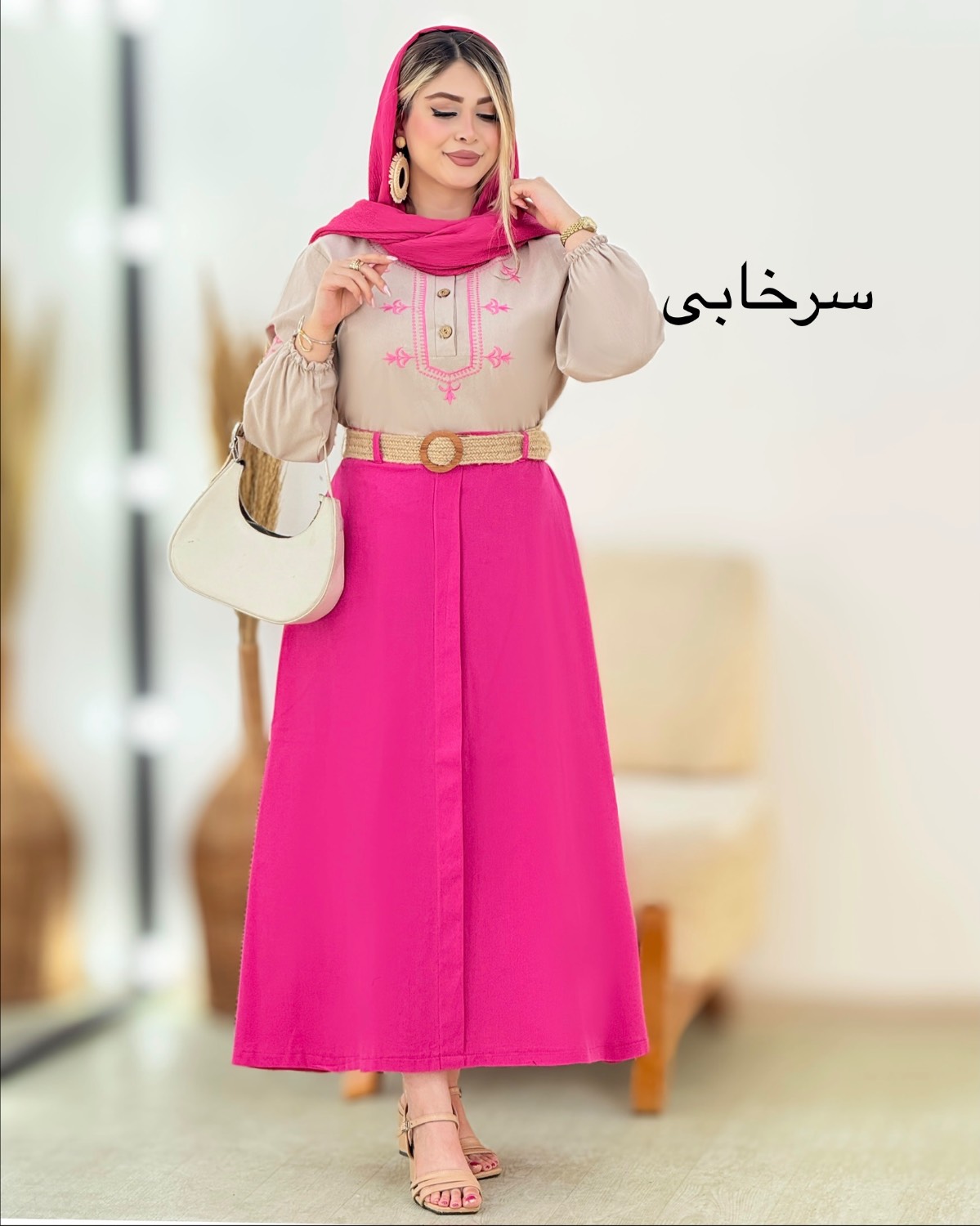 ست شومیز و دامن گلدوزی لینن کد i363