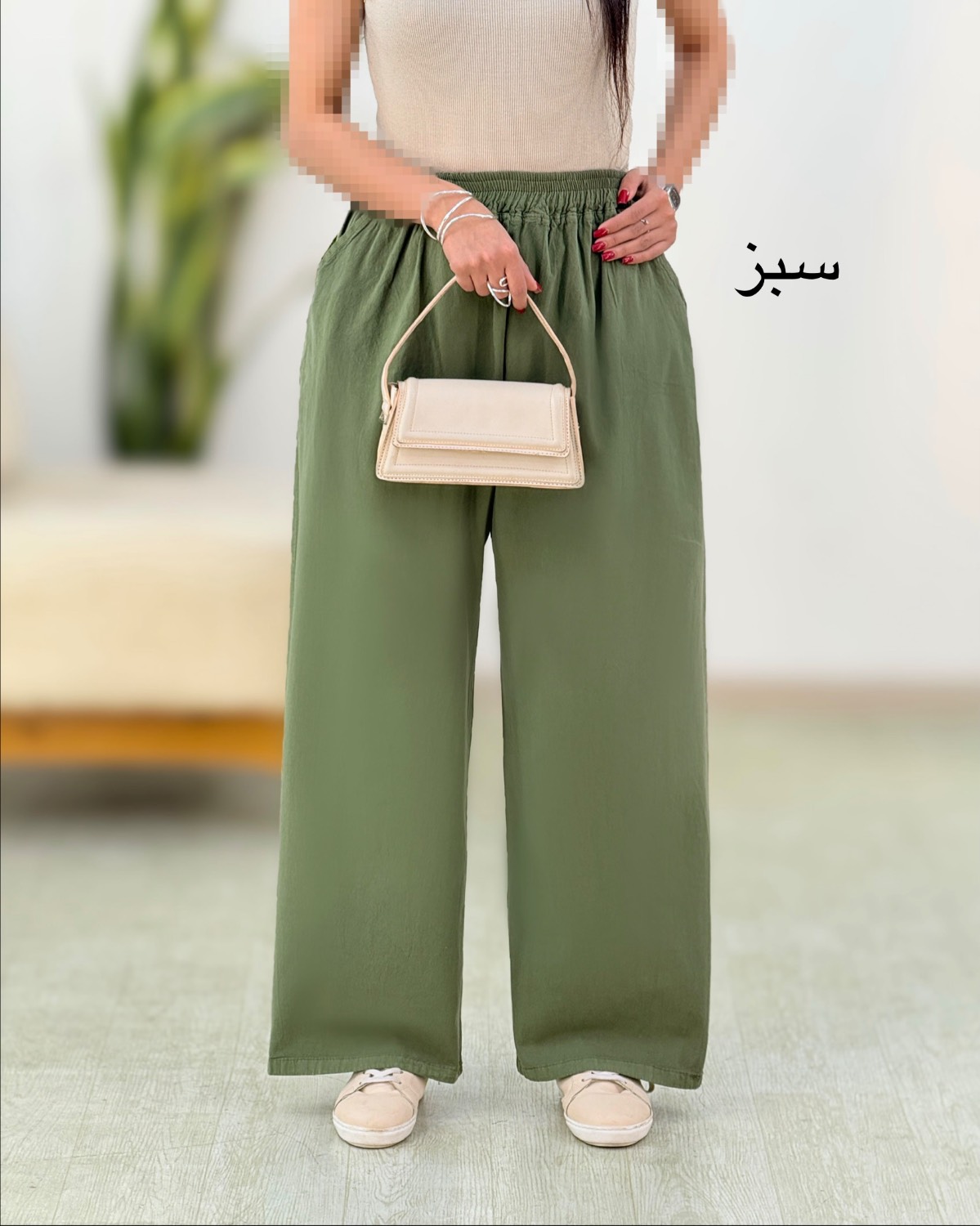 شلوار بگ لینن زنانه کد i413