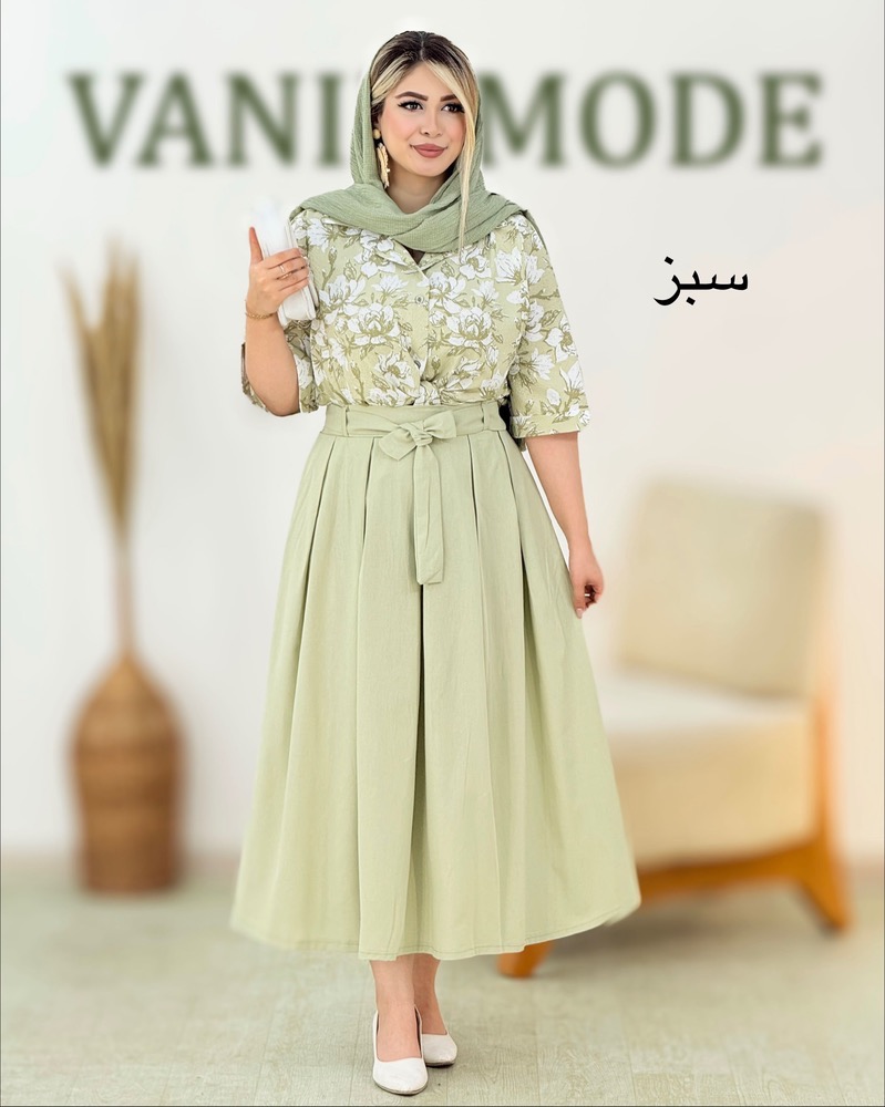 ست شومیز و دامن نگینی گره ای کد i296