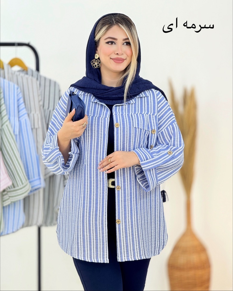 شومیز صلیبی راه راه لینن کد i322