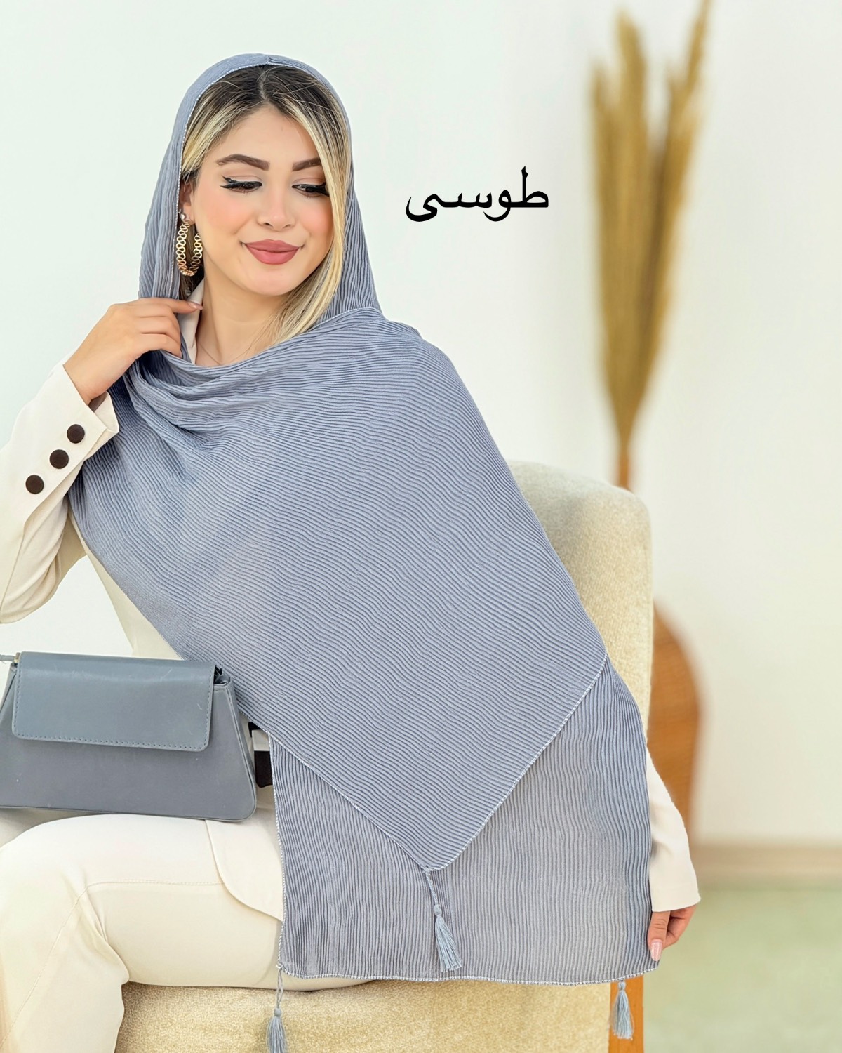 شال پلیسه منگوله دار دورلمه کد g500