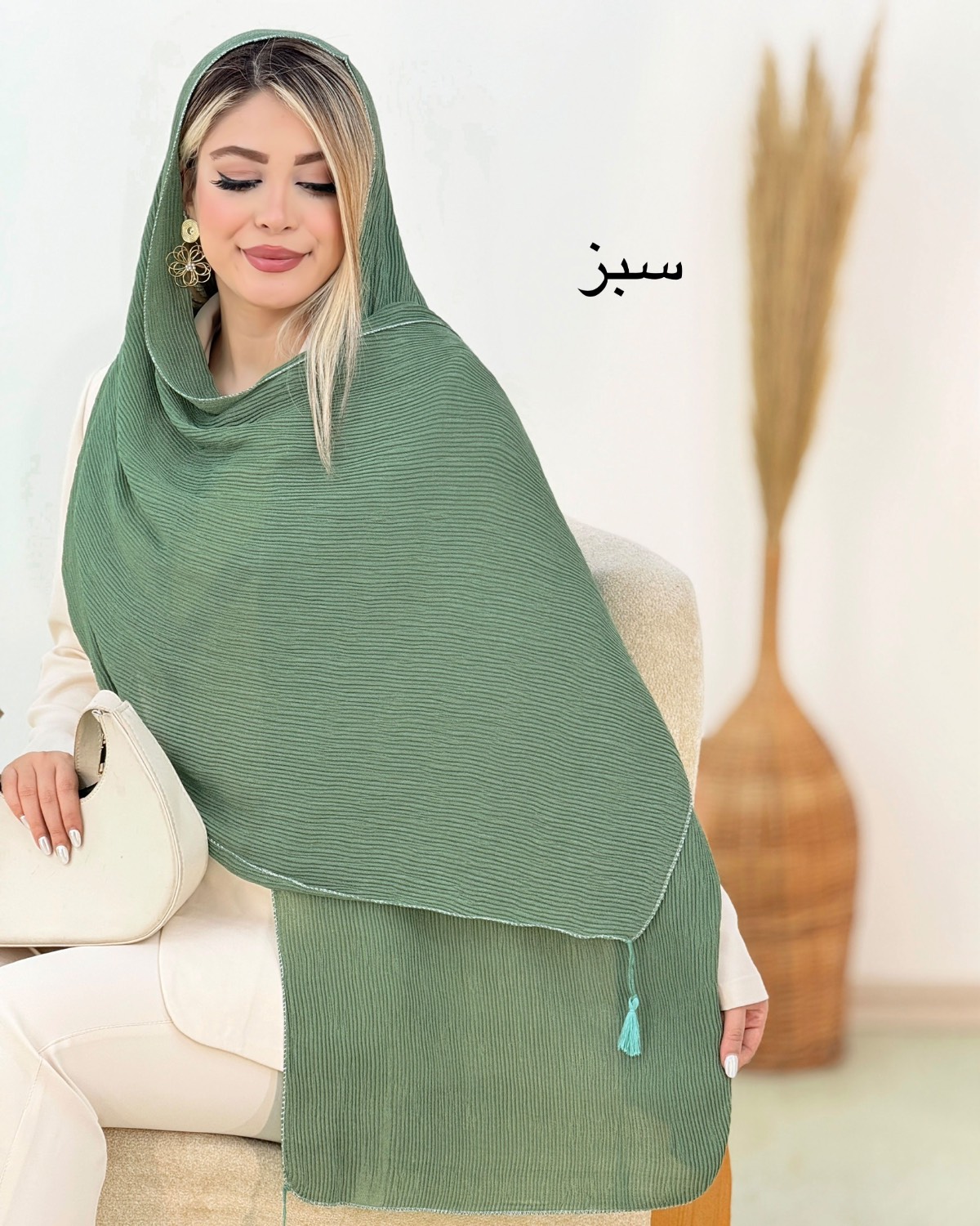 شال پلیسه منگوله دار دورلمه کد g500