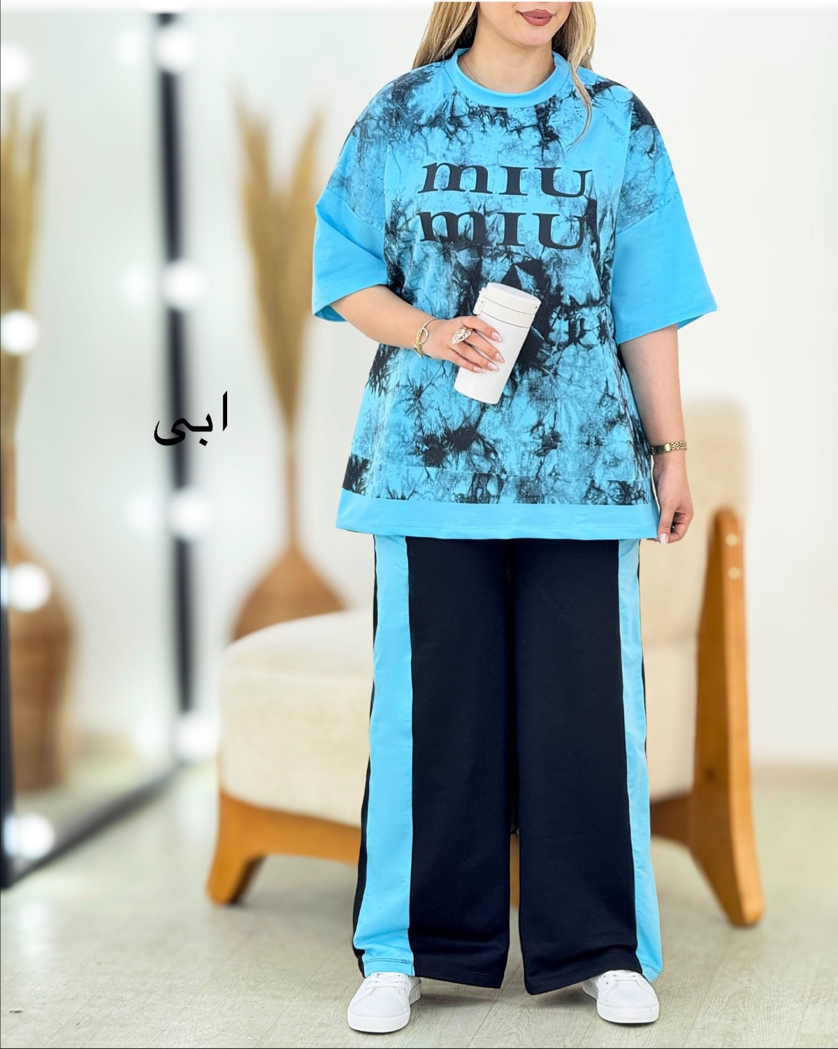 ست تیشرت و شلوار چاپی پنبه کد i387