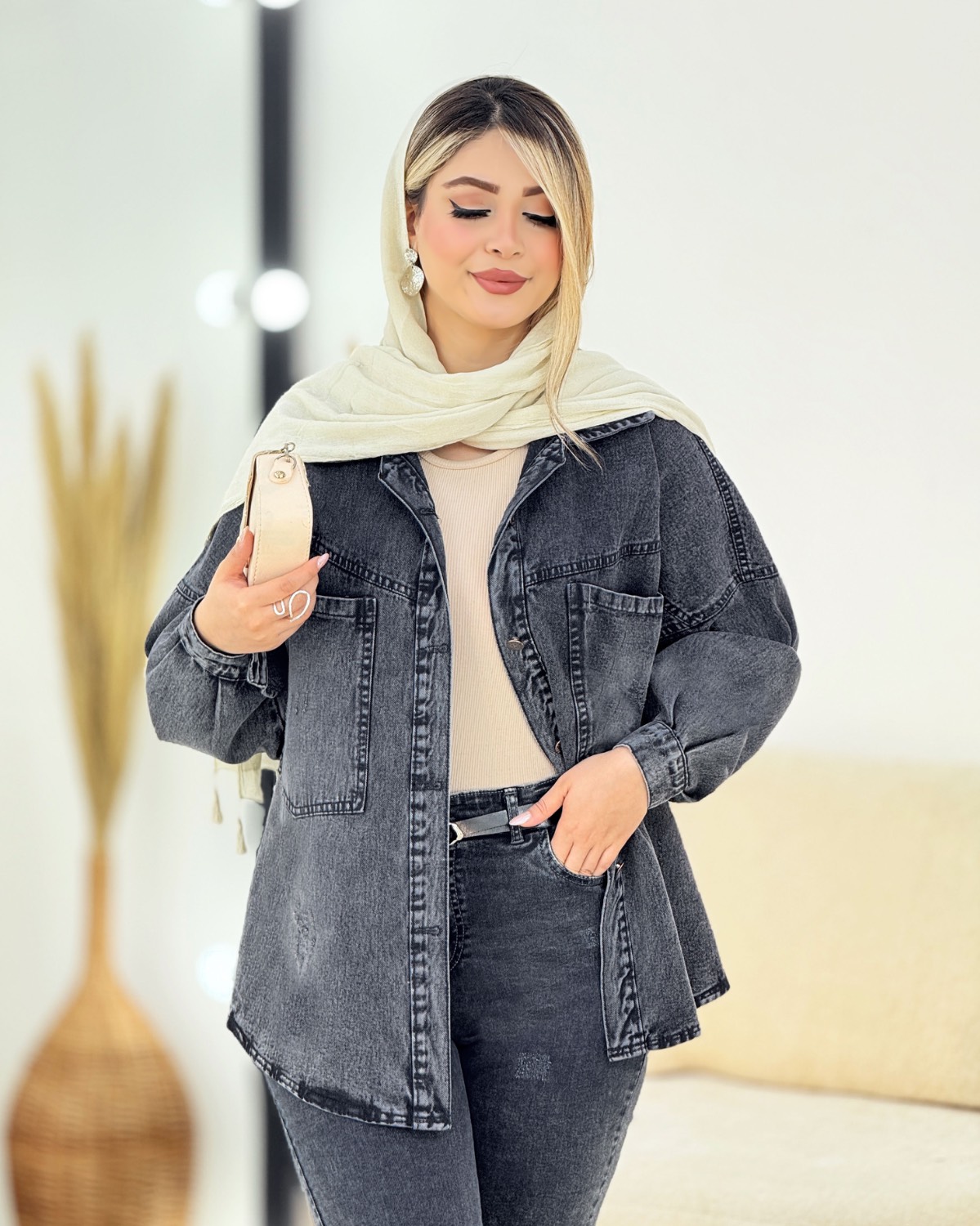 مانتو جین جلو جیب کد i337