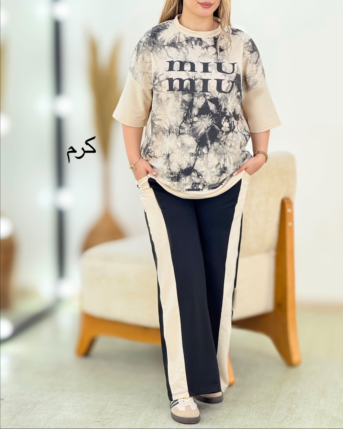 ست تیشرت و شلوار چاپی پنبه کد i387