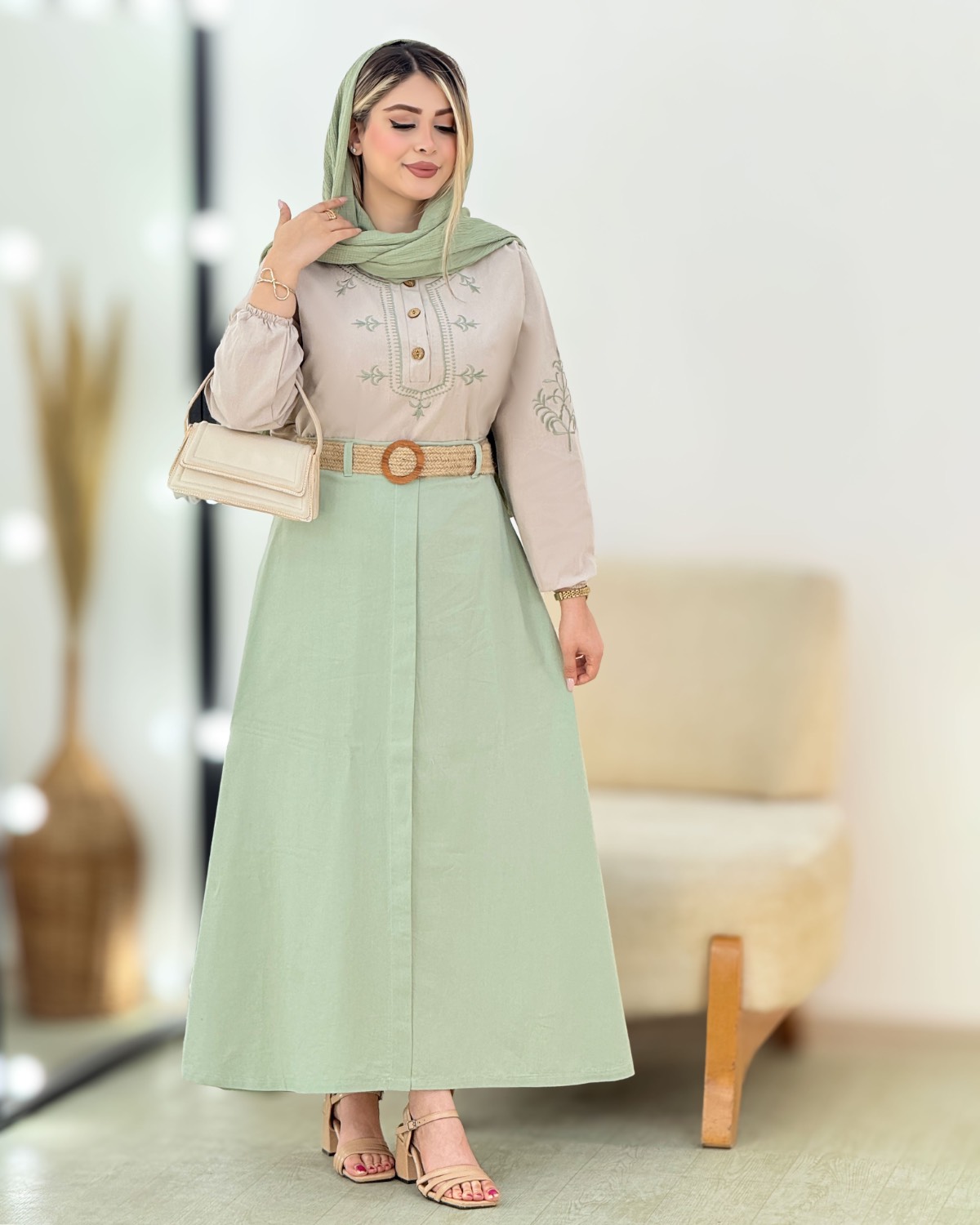 ست شومیز و دامن گلدوزی لینن کد i363