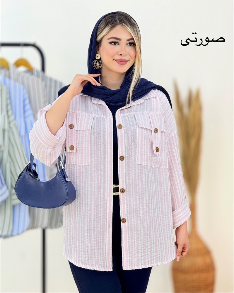 شومیز صلیبی راه راه لینن کد i322
