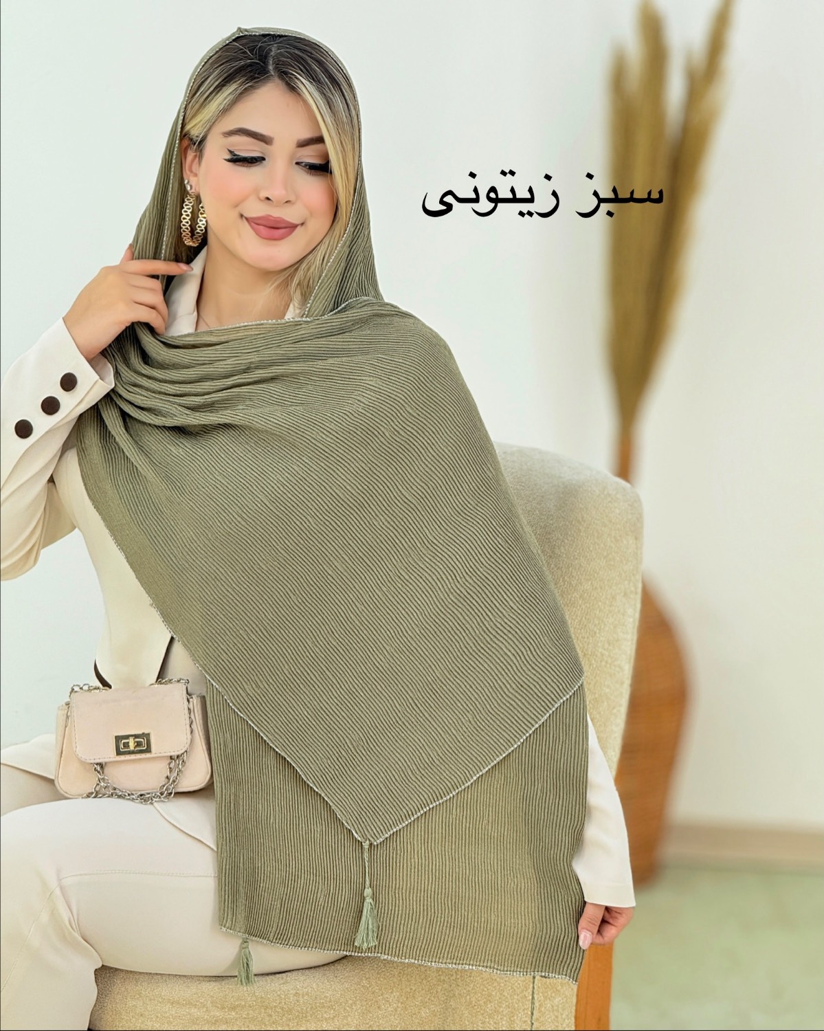 شال پلیسه منگوله دار دورلمه کد g500