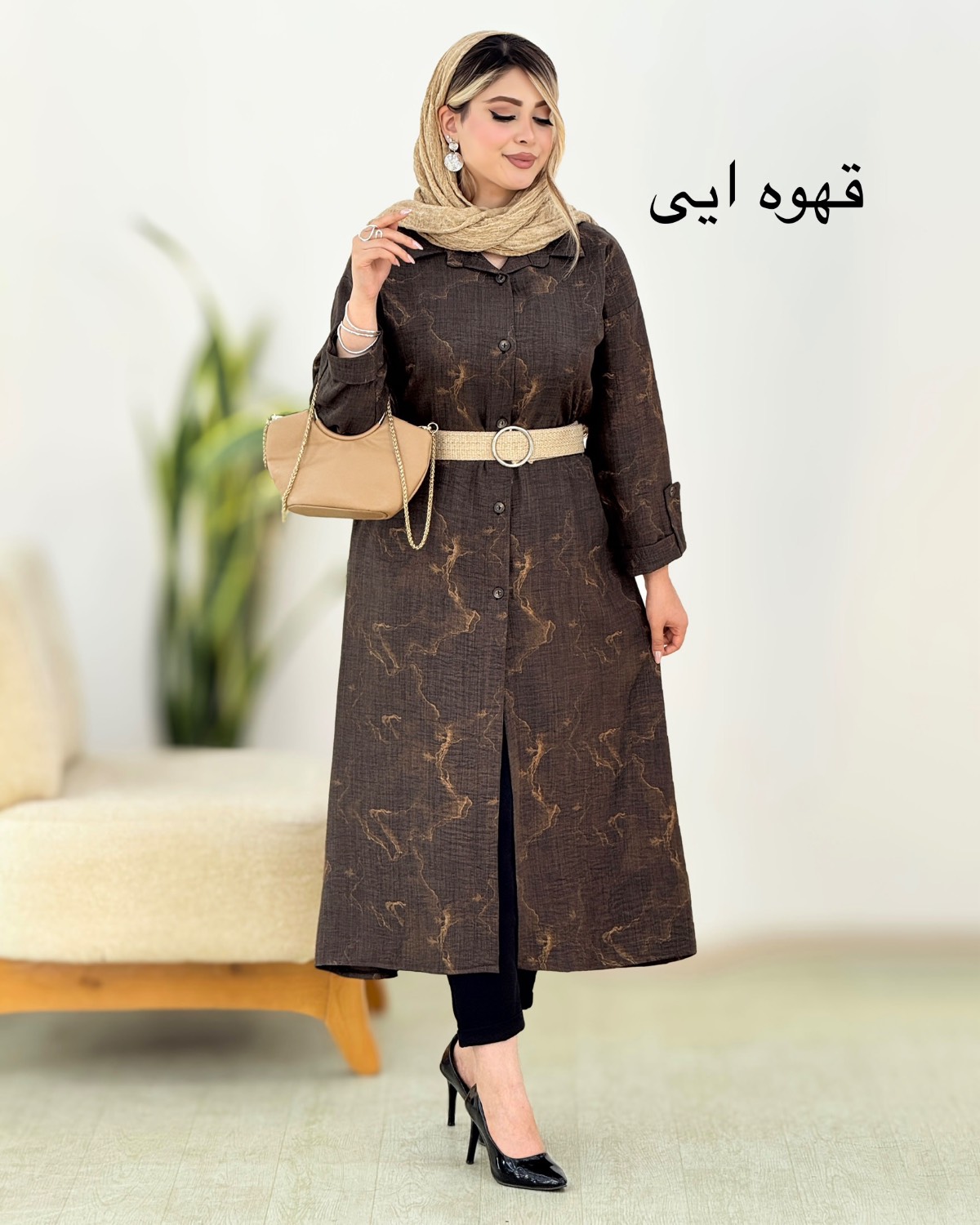 پیراهن مانتویی بلند گازوئیلی کد i410