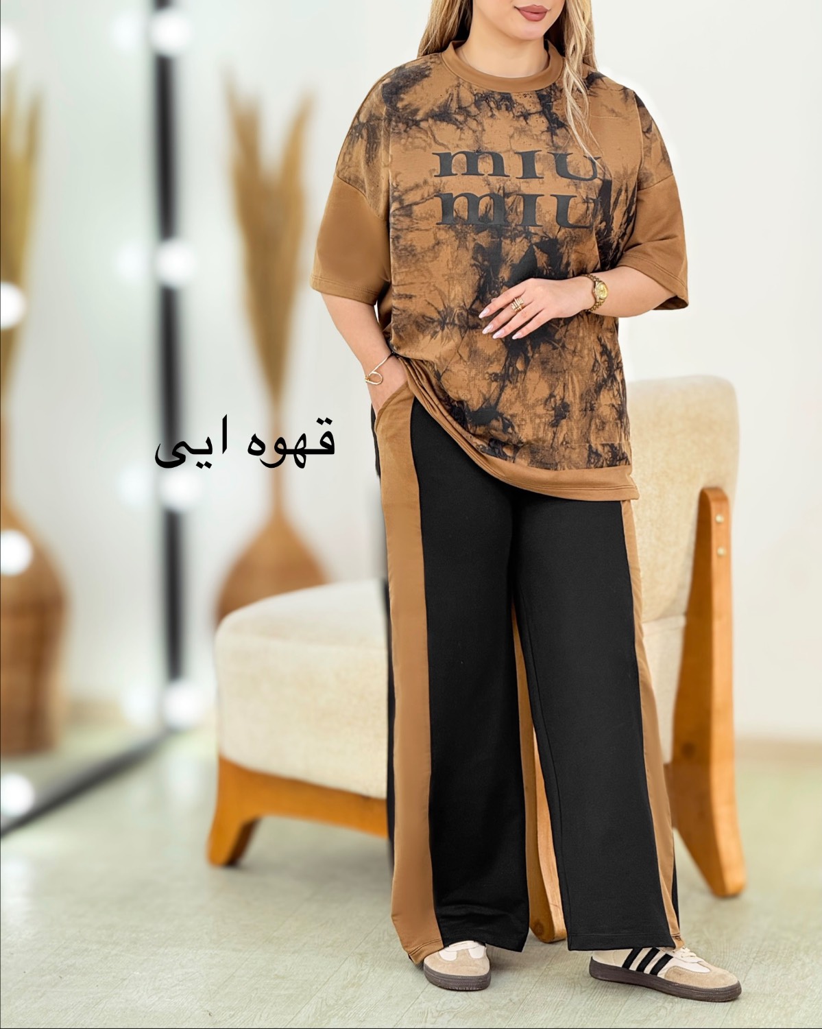 ست تیشرت و شلوار چاپی پنبه کد i387