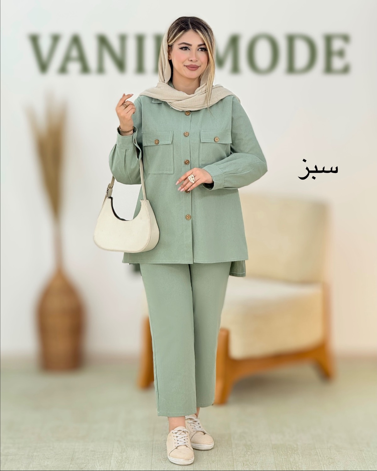 مانتو و شلوار لینن جلو جیب کد i315
