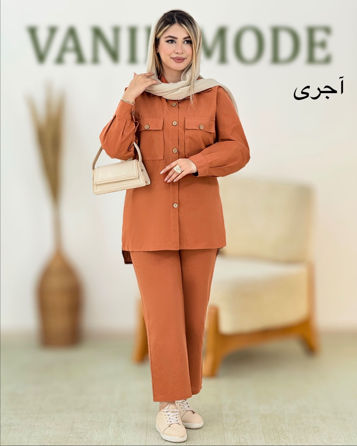 مانتو و شلوار لینن جلو جیب کد i315