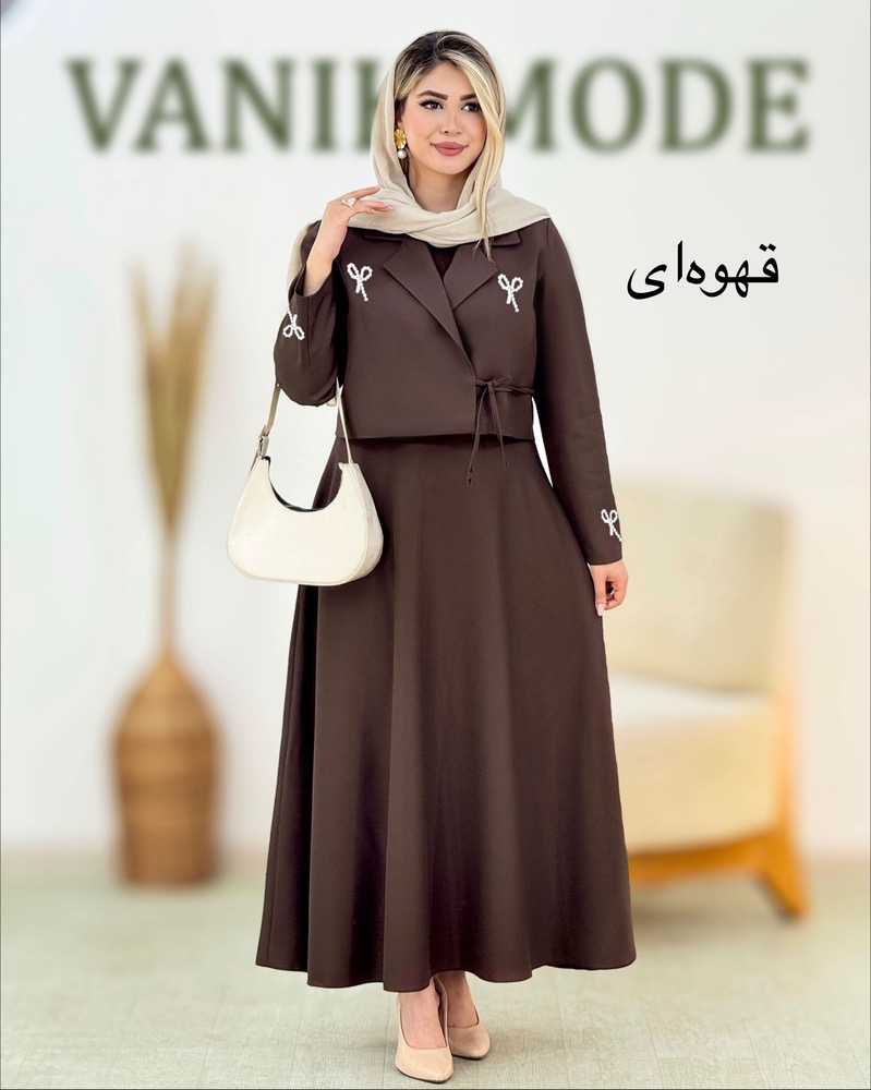 ست کت و دامن کجراه پاپیون‌دار کد i344