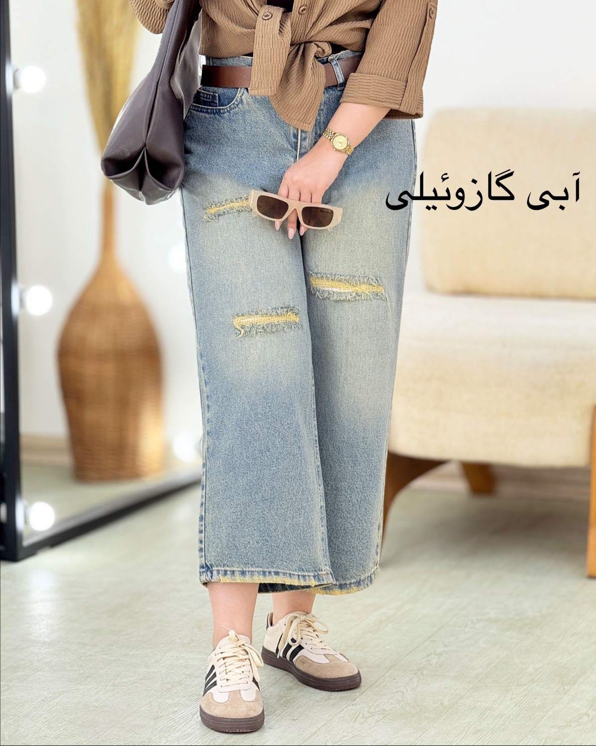 شلوار واید زاپدار کد h902