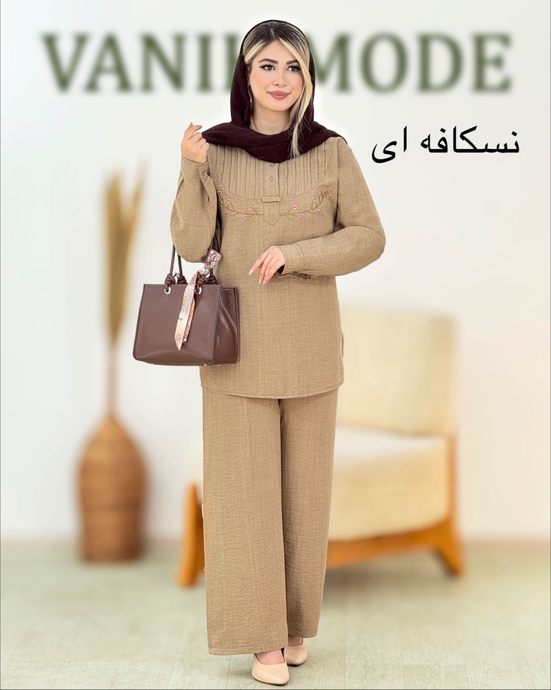 شومیز و شلوار گلدوزی گلدار شانتون کد i165