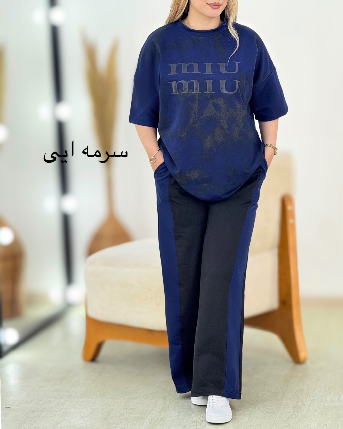 ست تیشرت و شلوار چاپی پنبه کد i387