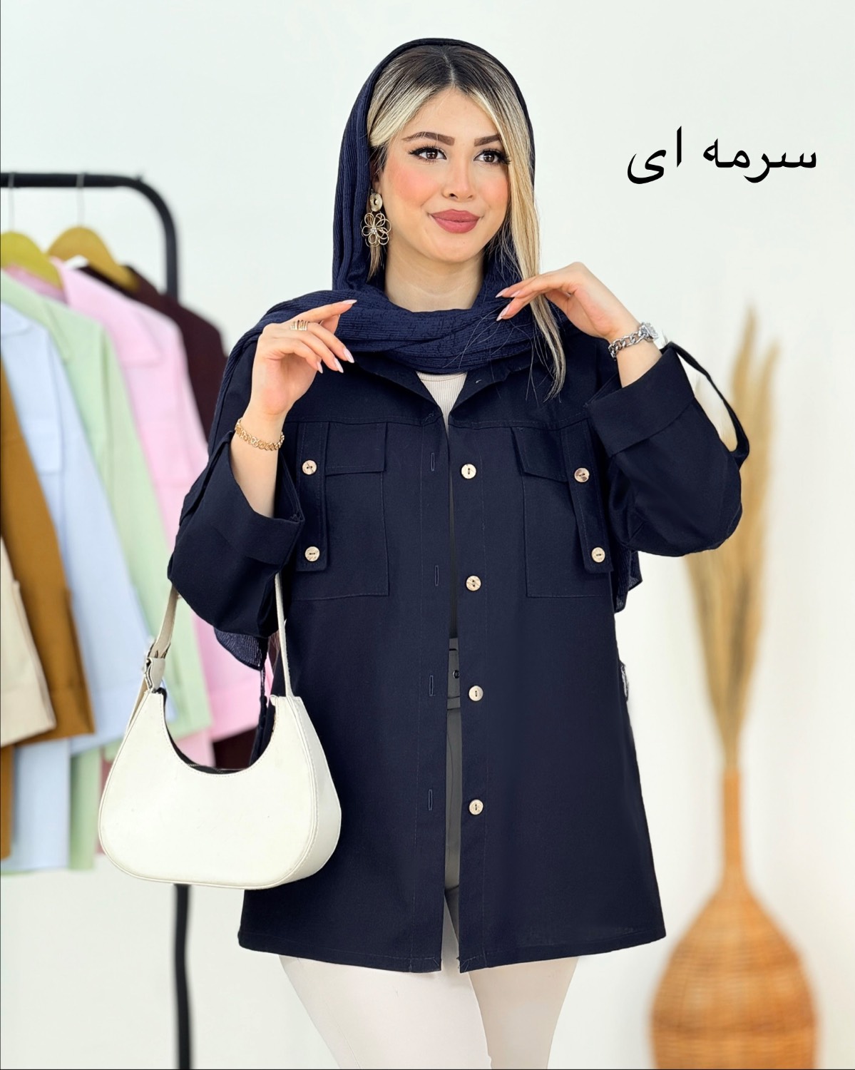 شومیز لینن آستین پاگون دار کد i311