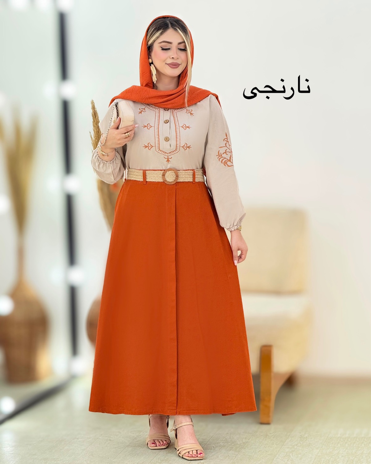 ست شومیز و دامن گلدوزی لینن کد i363