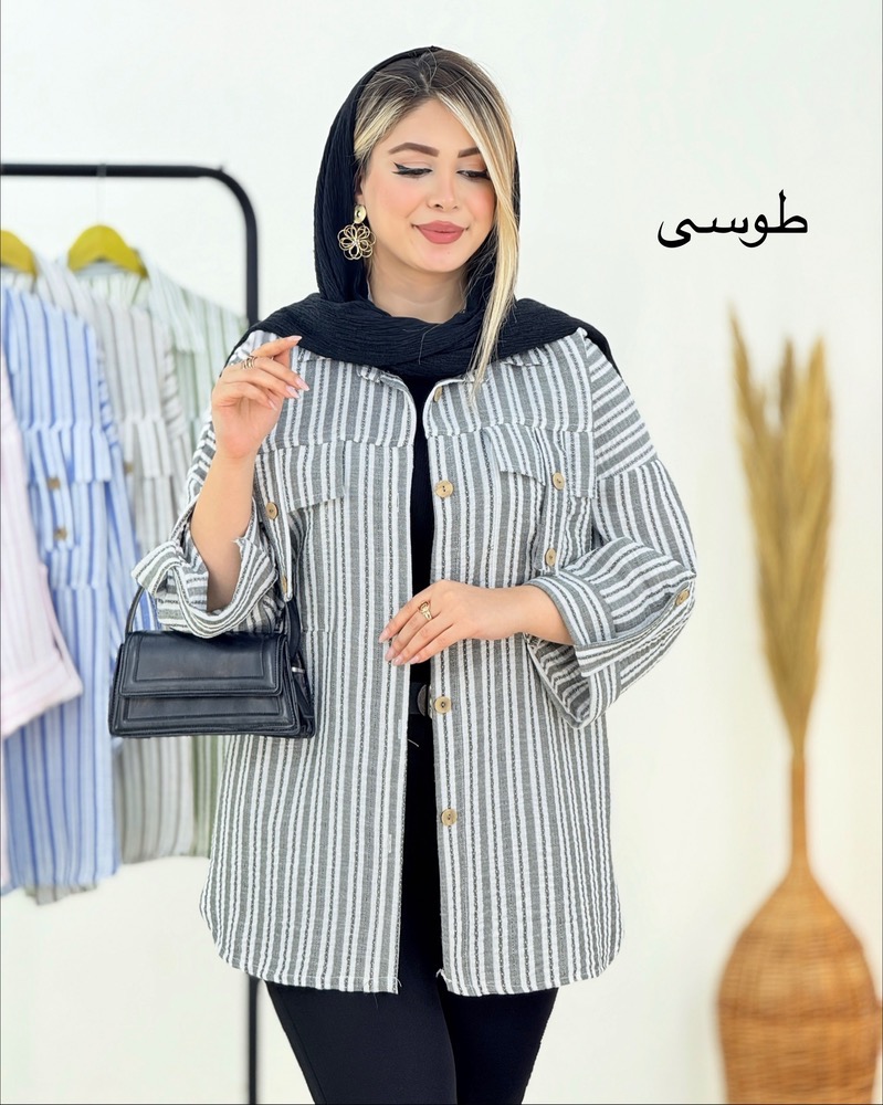 شومیز صلیبی راه راه لینن کد i322