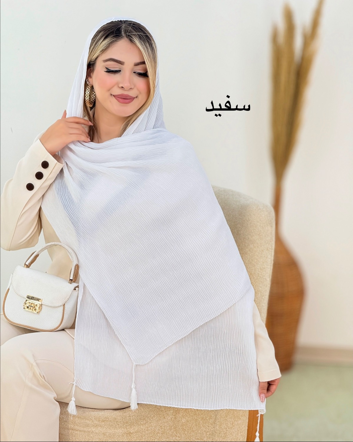 شال پلیسه منگوله دار دورلمه کد g500