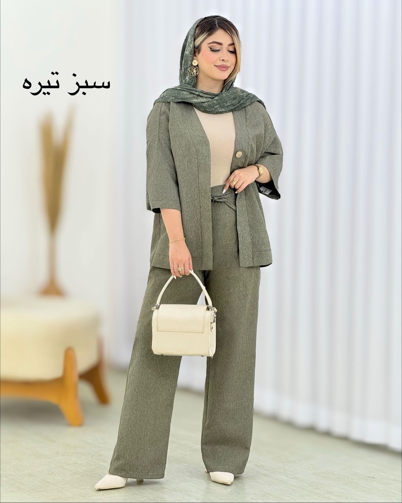 ست مانتو و شلوار تک دکمه بیرونی کد i566
