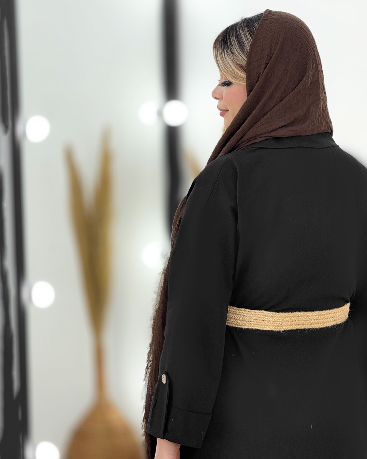 پیراهن کفتان جلو دکمه کمربنددار کد i447