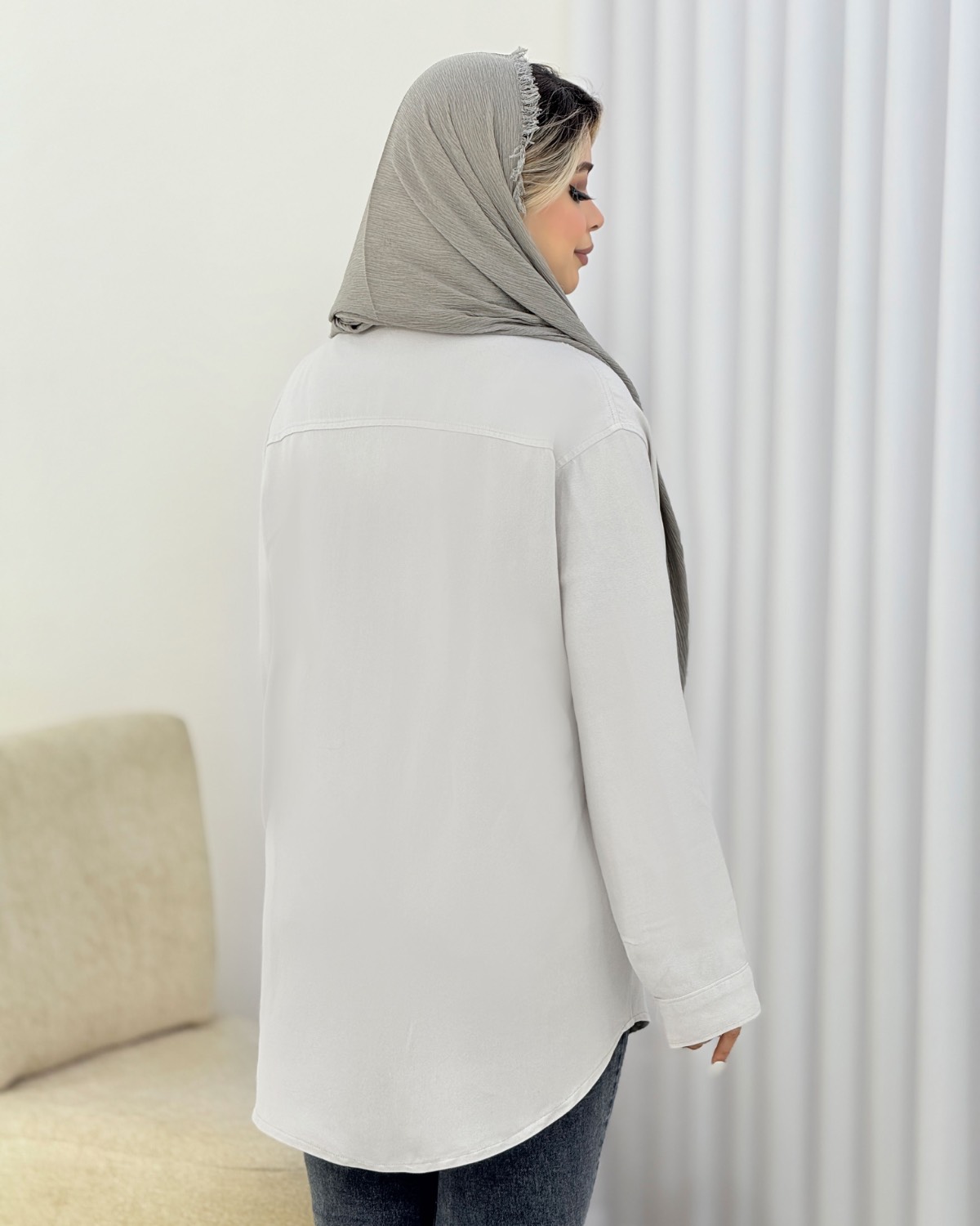 مانتو کتان آستین بلند کد i465