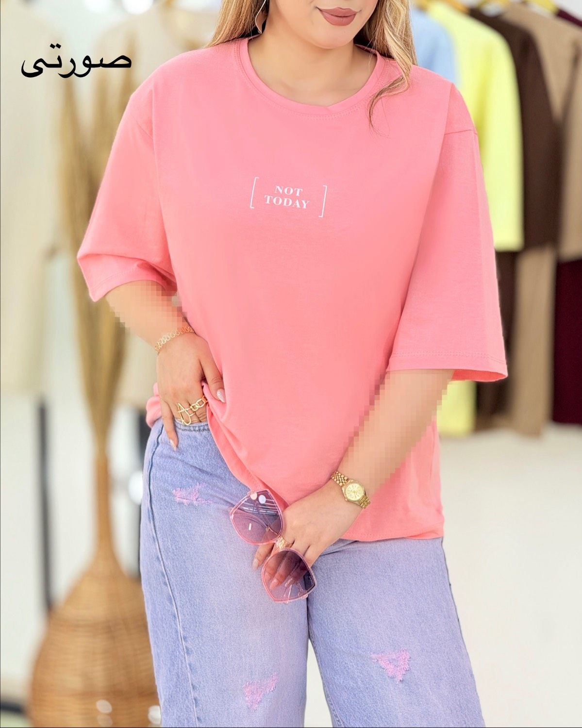 تیشرت باکسی چاپی نخ پنبه کد i415