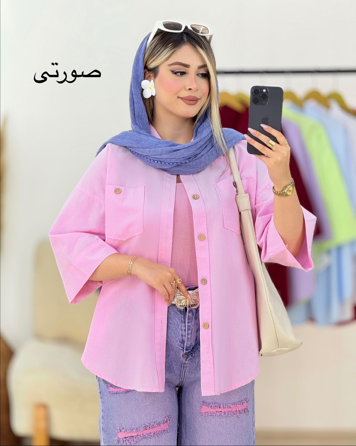 شومیز لینن شست شده کد i434