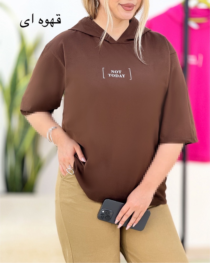 تیشرت باکسی کلاه‌دار کد i416