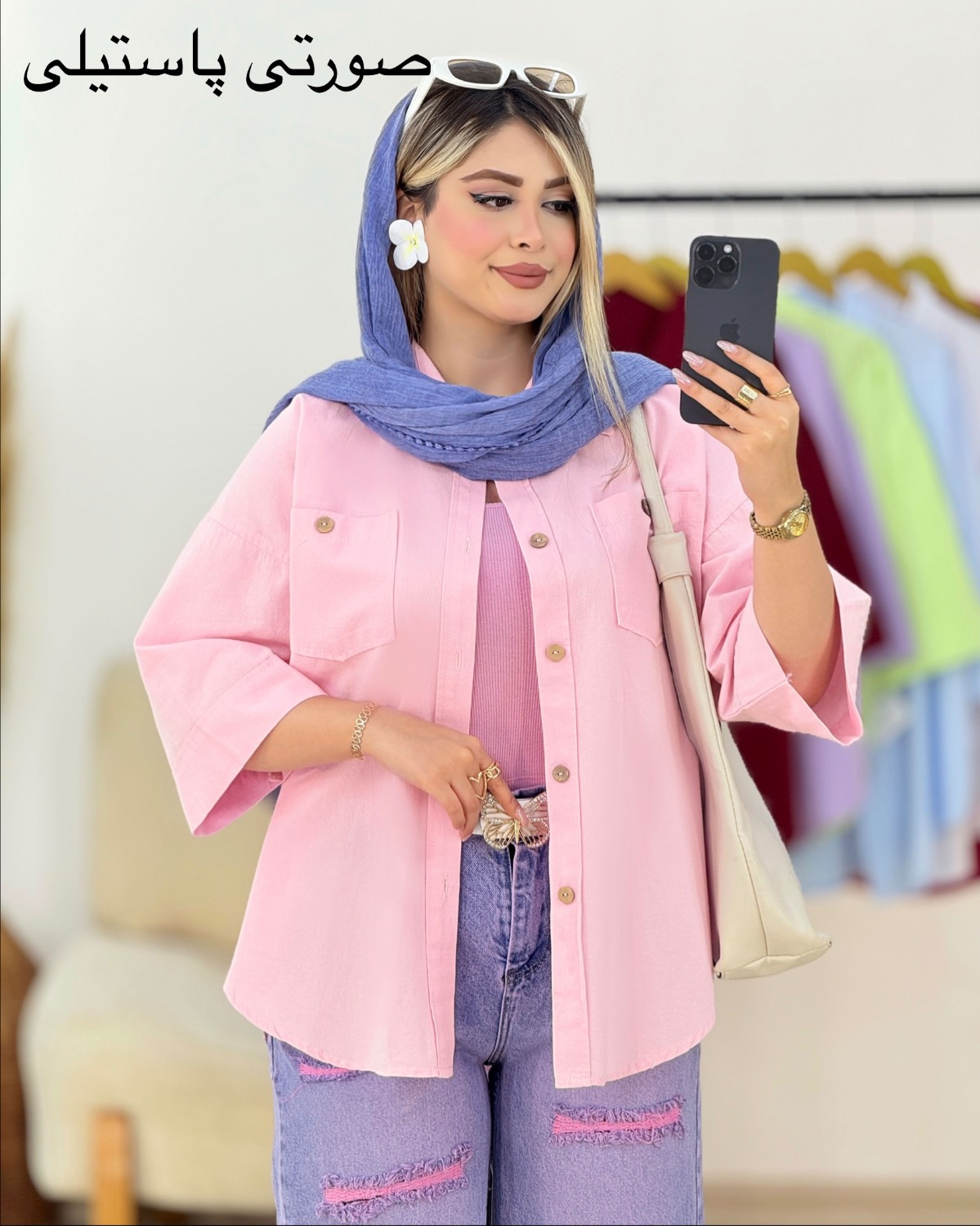 شومیز لینن شست شده کد i434