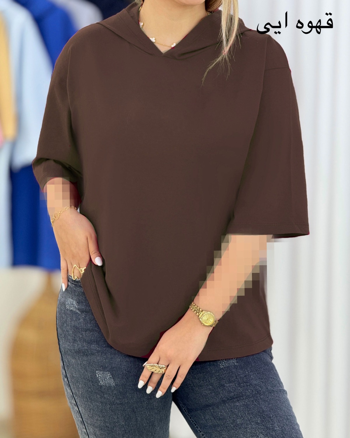 تیشرت بیسیک کلاهدار نخی کد i452