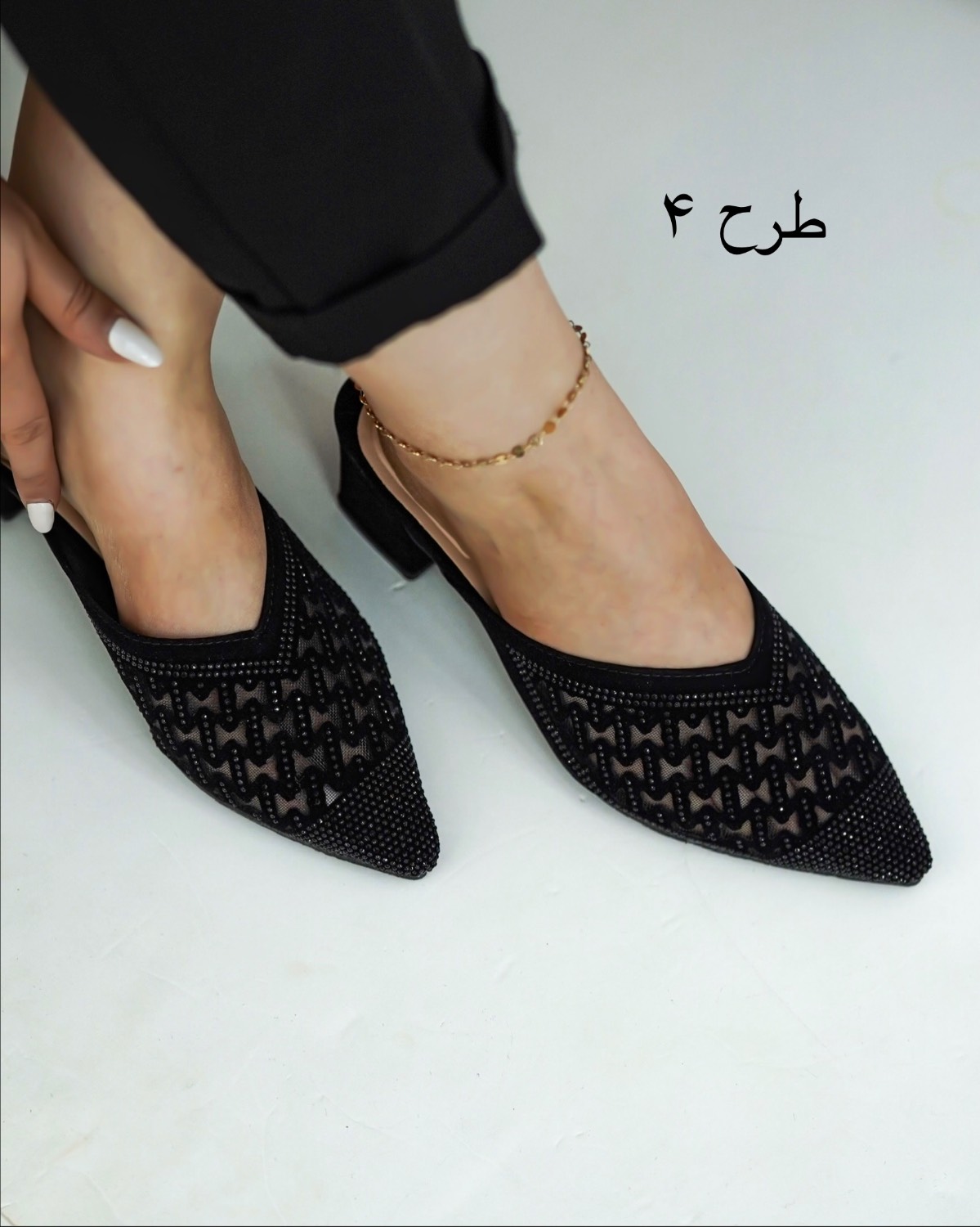 صندل جلو بسته توری نگین دار کد i572