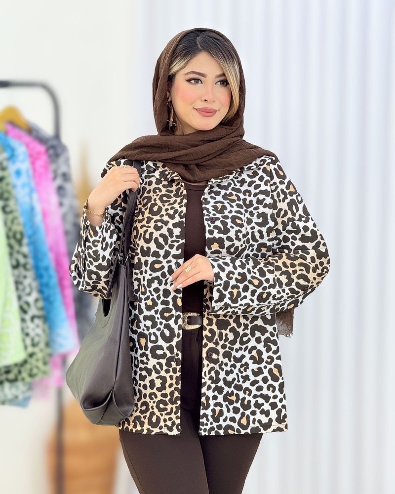 شومیز پلنگی آستین دکمه نما کدi647