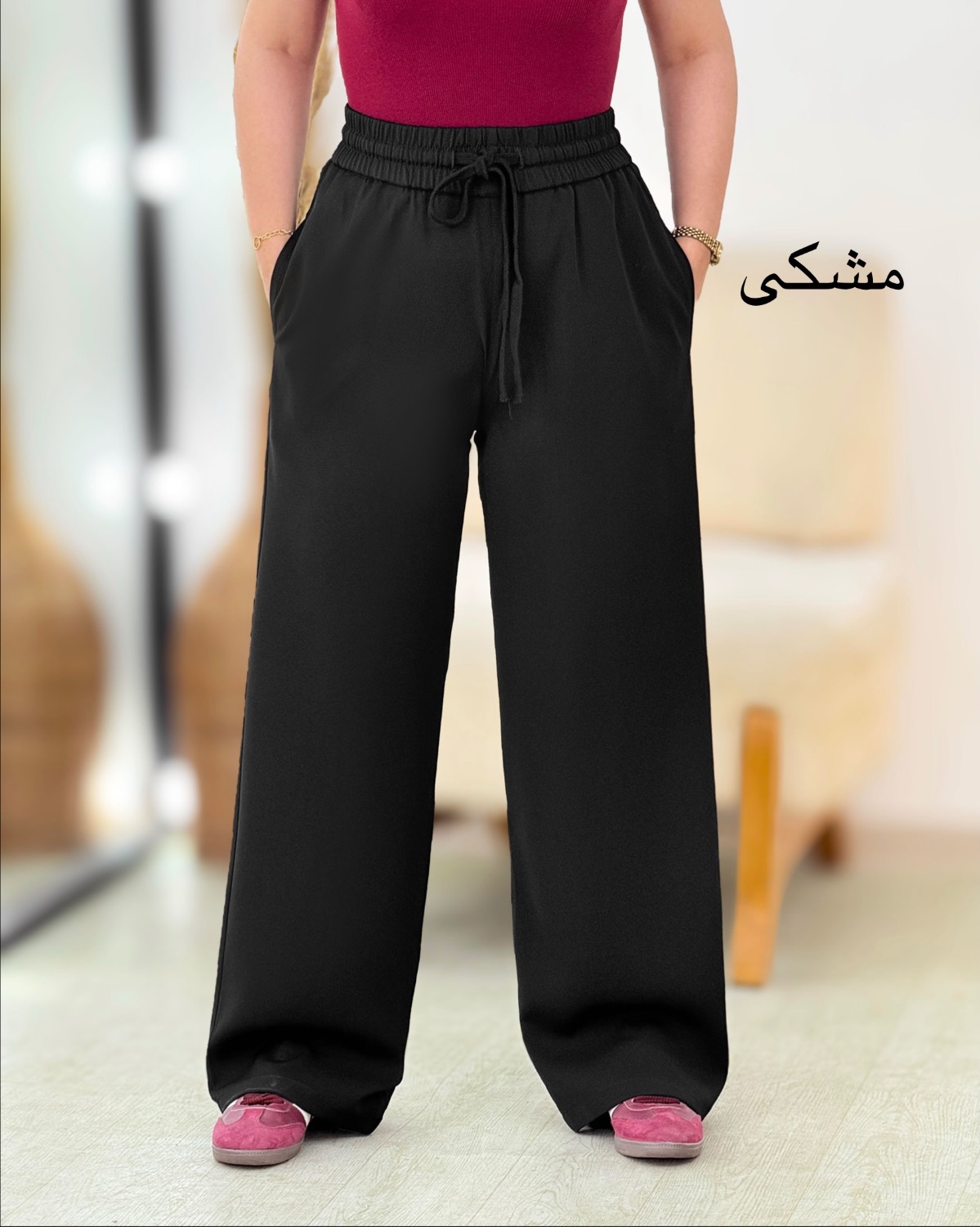 شلوار کمر کش بنددار کد i498