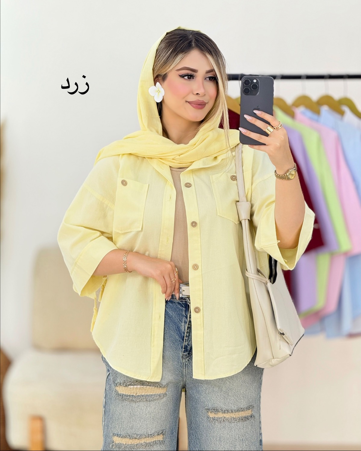 شومیز لینن شست شده کد i434