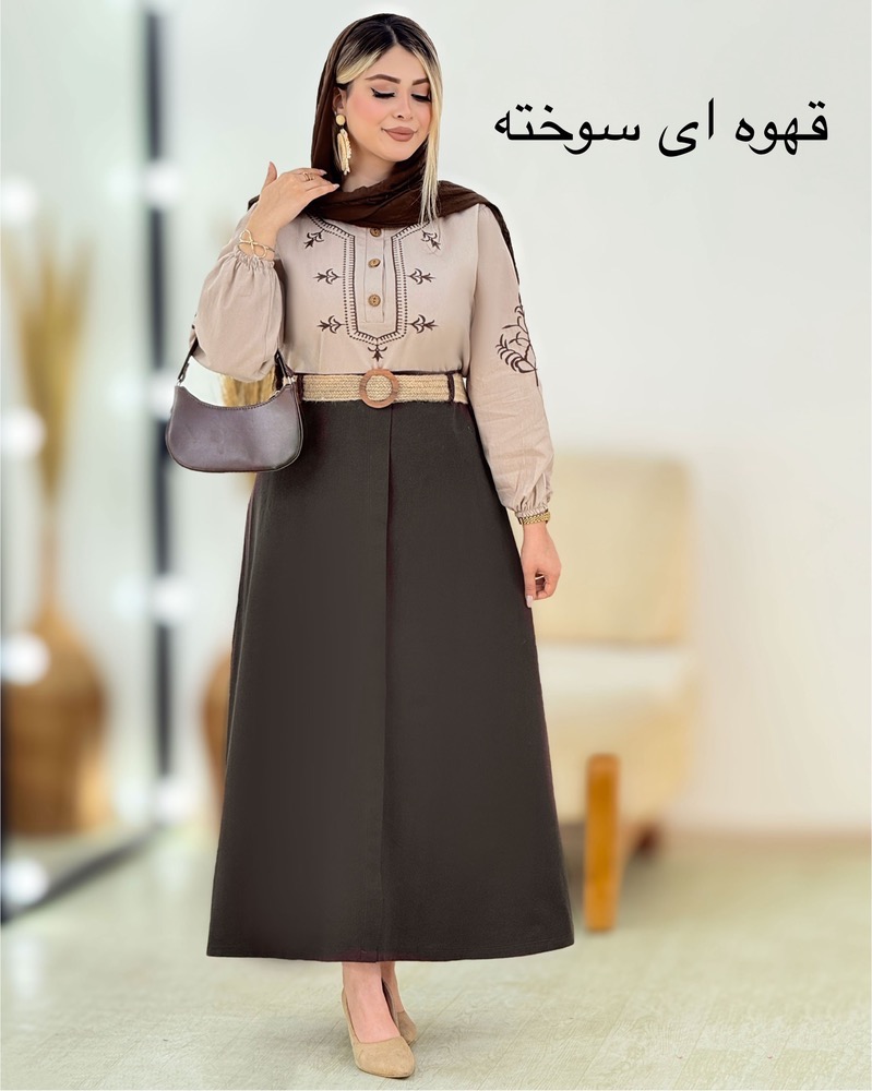 ست شومیز و دامن گلدوزی لینن کد i363