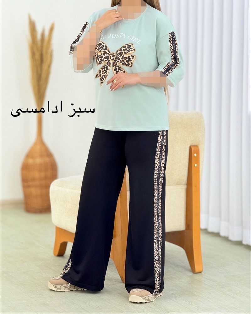 ست تیشرت شلوار پاپیون پلنگی کد i633