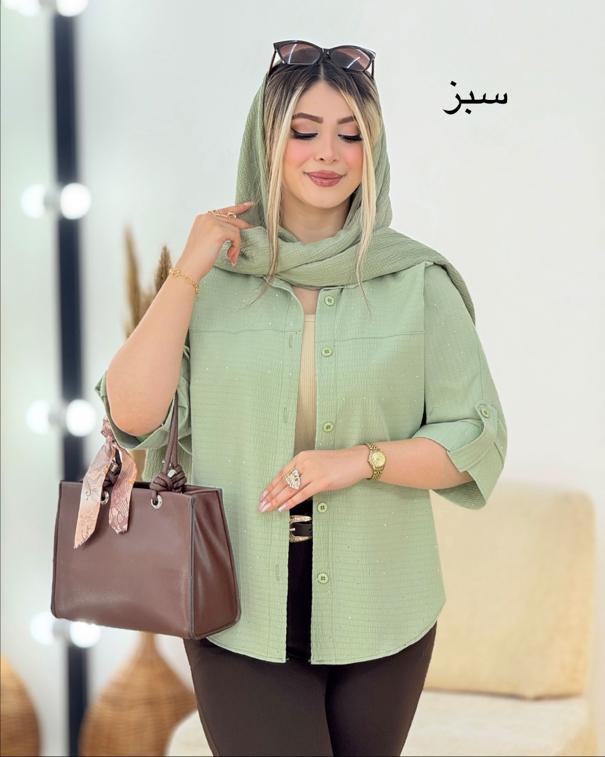 شومیز نگینی پاگون‌دار کد i456
