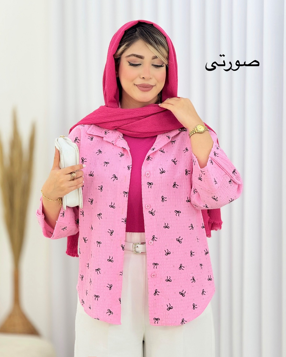 شومیز پاپیون لمه‌دار کد i631
