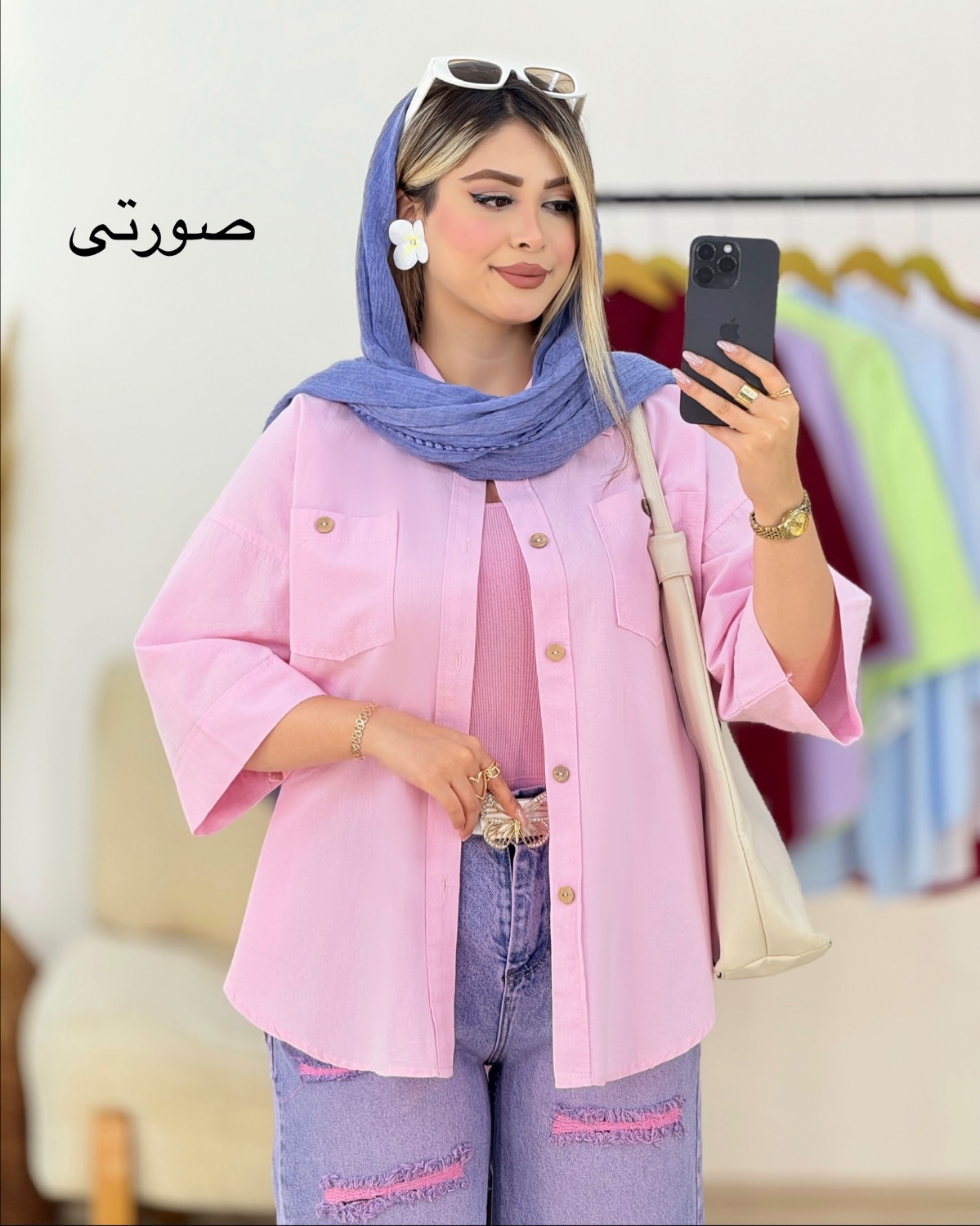 شومیز لینن شست شده کد i434