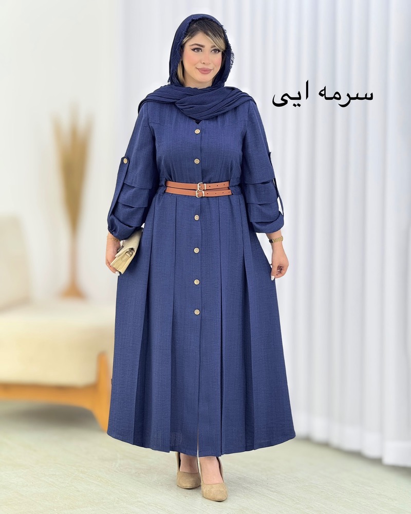 پیراهن شانتون دو کمربندی کد i696