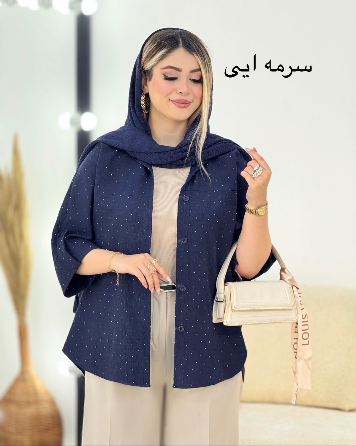 شومیز نگینی پاگون‌دار کد i456