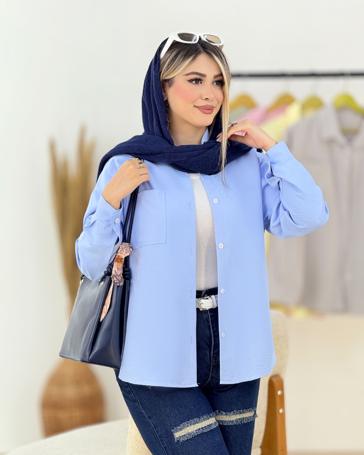 شومیز تک جیب سیلک کد i432
