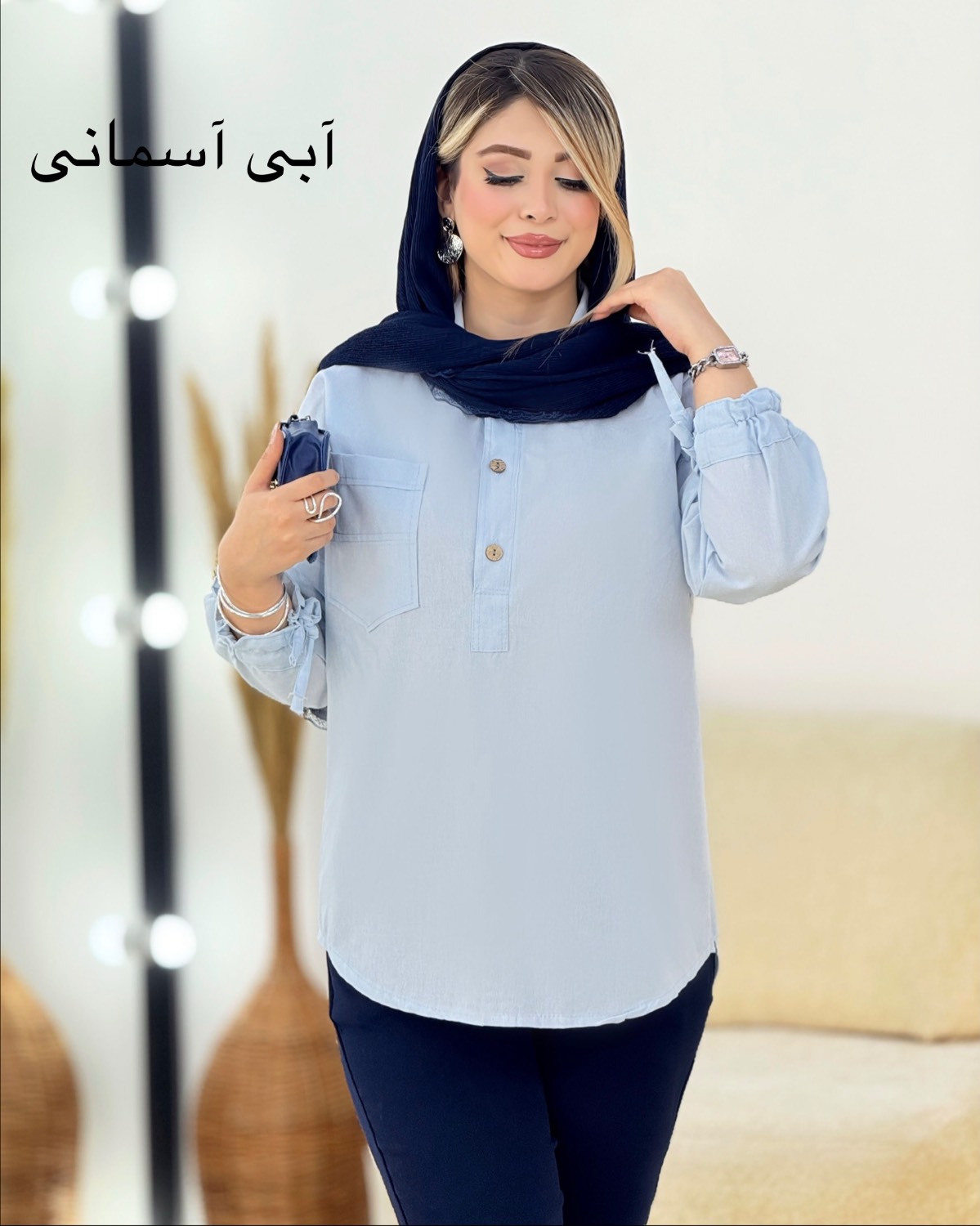 شومیز لینن آستین بندی کد i352