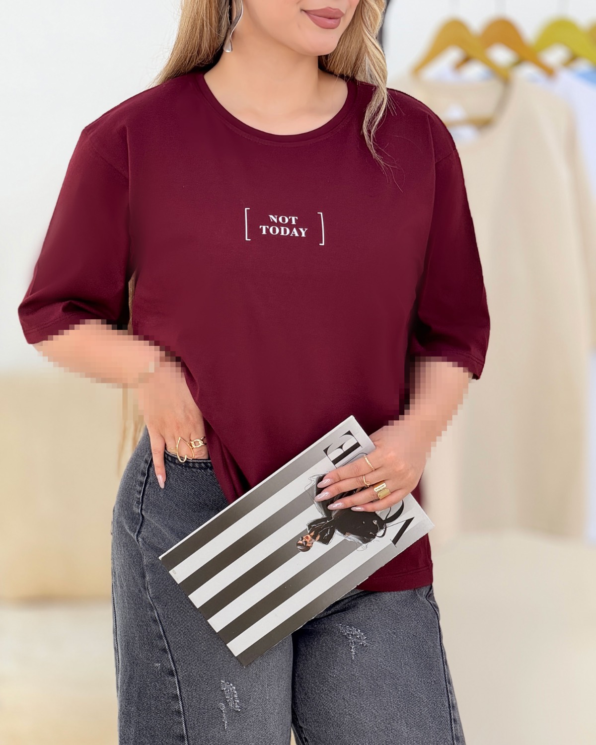 تیشرت باکسی چاپی نخ پنبه کد i415
