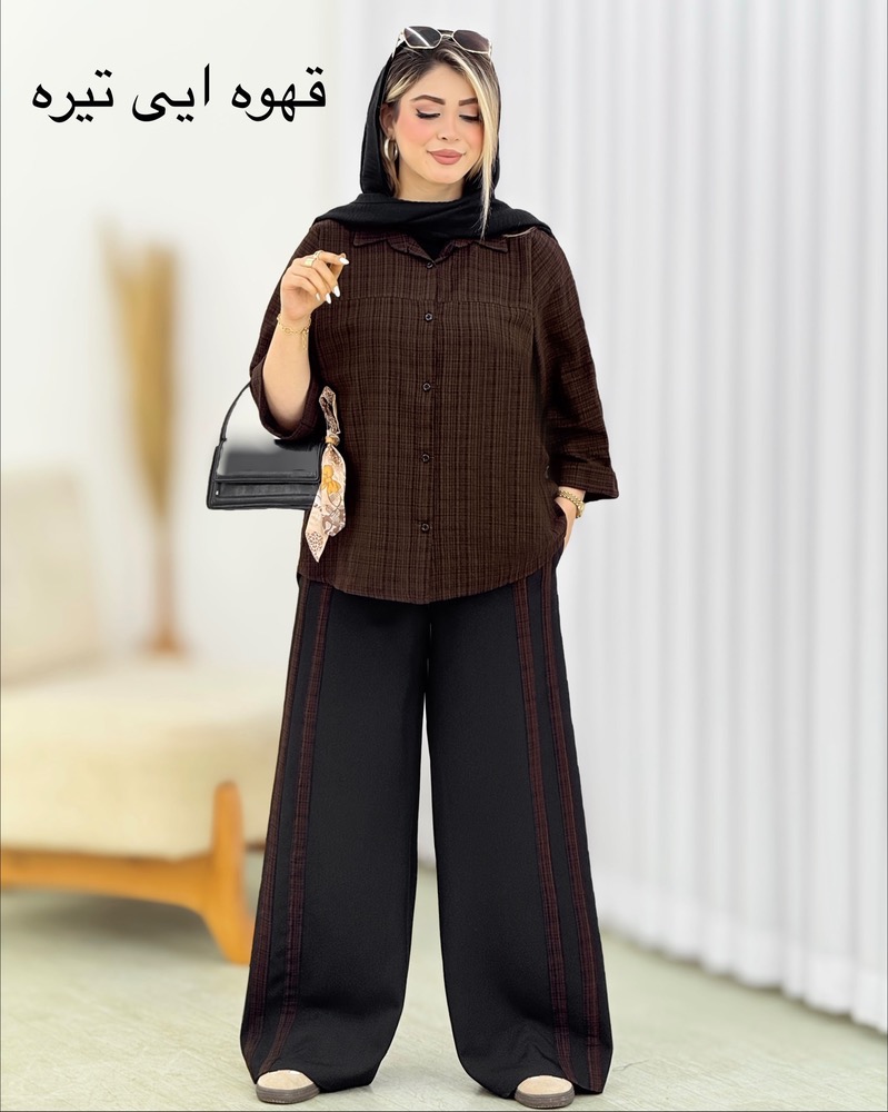 شومیز و شلوار دوخط آستین پاکتی کد i584