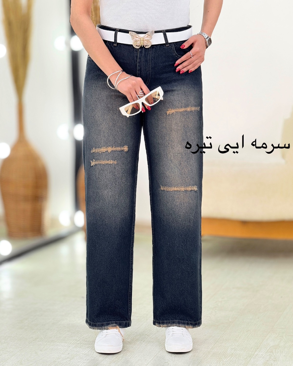 شلوار جین نیم بگ زاپدار کد i403
